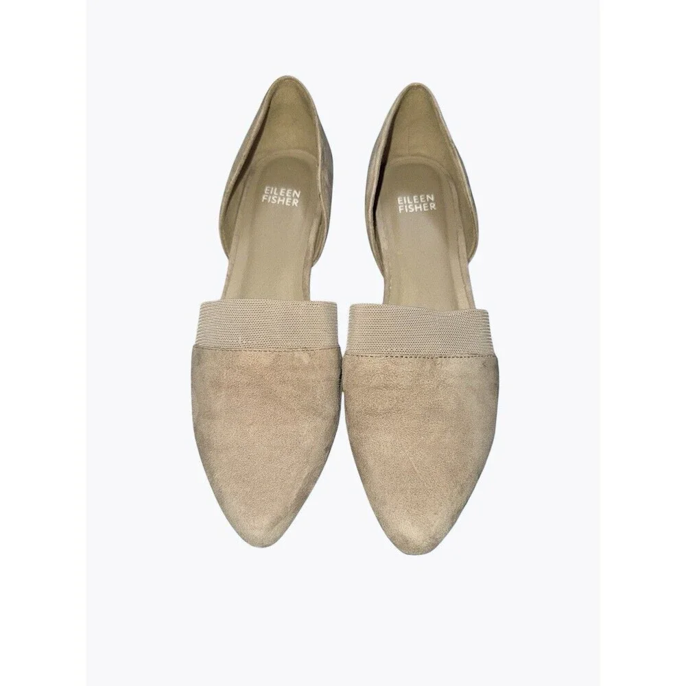 Eileen Fisher Hilly D’Orsay Suede Pumps Heels Pointed Toe Neutral Beige Taupe 8 - Picture 3 of 10